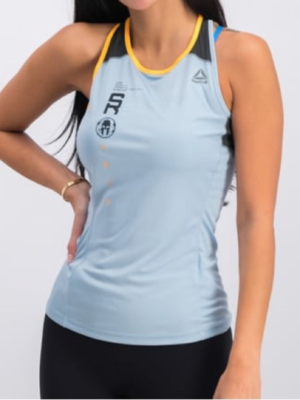 Women’s Reebok Running Spartan Race Tank, Size Large,  Light Grey Blue
